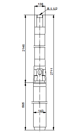 Схема габаритов скважинного насоса Грундфос SP 5A-75 Схема габаритов скважинного насоса Грундфос SP 5A-75