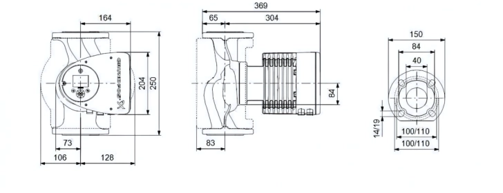 Габаритные размеры циркуляционного насоса Грундфос MAGNA3 40-120 F Габаритные размеры циркуляционного насоса Грундфос MAGNA3 40-120 F