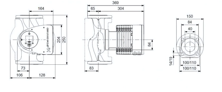 Габаритные размеры циркуляционного насоса Грундфос MAGNA3 40-180 F N Габаритные размеры циркуляционного насоса Грундфос MAGNA3 40-180 F N